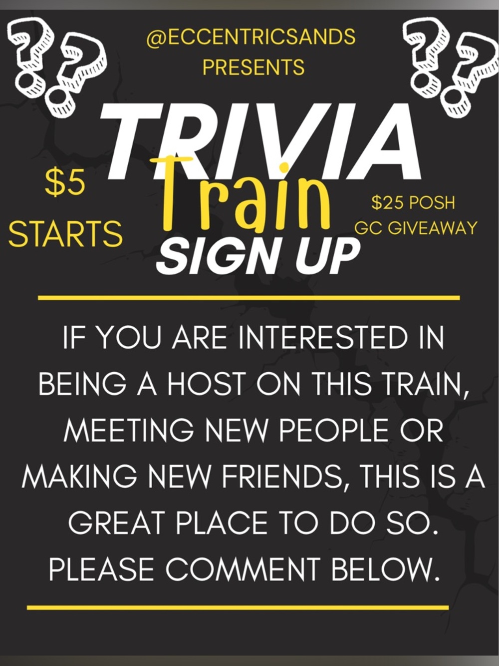 SIGN UP! Trivia Train Event Signup
